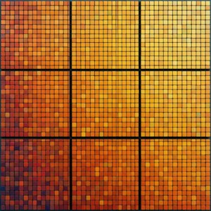Et sudoku-gitter af bittesmå mosaikfelter i en varm farveovergang. — Huawei nova Flip S Wallpapers