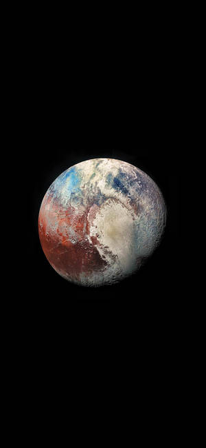 AMOLED-baggrundsbillede af planeten Pluto på sort baggrund. — iPhone 12 Wallpapers