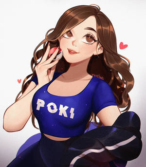 Pokimane animeret kunst — Vivo X Fold Wallpapers