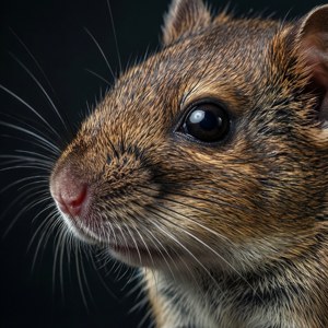 Et dramatisk nærbillede af en markmus' ansigt med detaljerede knurhår. — Pixel Watch 4 Wallpapers