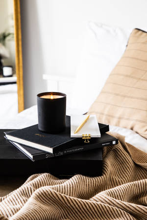 Preppy æstetik sorte bøger tapet — Bog æstetik Wallpapers