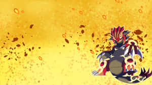 Primal Groudon mod gul abstrakt baggrund — Anime skrivebord Wallpapers