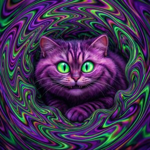 Cheshire-kat i en hvirvel af psykedeliske farver. — Cheshire Cat Wallpapers