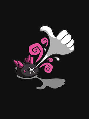 Pyukumuku sort baggrund tommel op — Mobil GIF Wallpapers