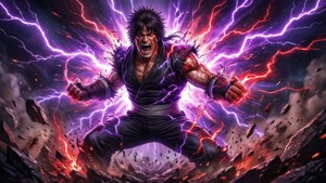 Kazuya Mishima udløser sin Rage Art med massiv energi