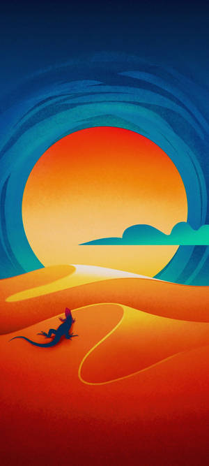 Realme 7 Ørken Solnedgang Illustration — Pixel 11 Wallpapers