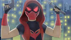 Red Hood animeret tegnefilm tapet — Studio Display Wallpapers