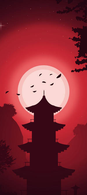 Redmi Note 10 Pagode-silhuet — Pixel 10 Wallpapers