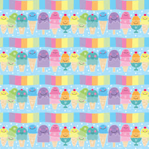 Regnbue sød is med smileyansigter — Regnbue æstetik Wallpapers