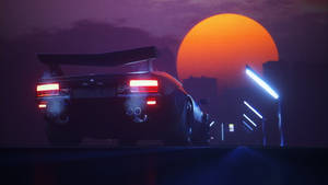 Retro Wave Neon Måne wallpaper — Neon måne Wallpapers