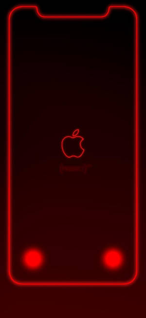 Apple-logo med kant i neonrød iPhone XR tapet — iPhone Xr Wallpapers