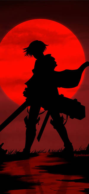 Rød Måne Levi Silhuet Attack On Titan iPhone — Galaxy S25 FE Wallpapers