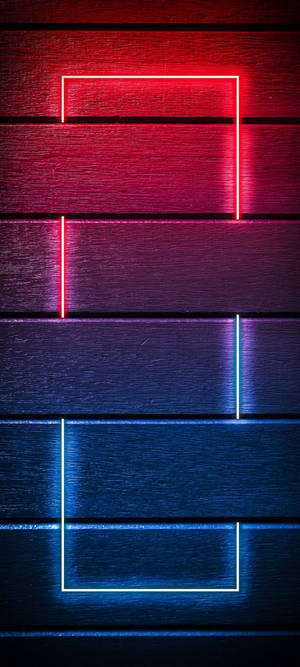 Rød og blå neonlys væg baggrund — iPhone 16 Wallpapers