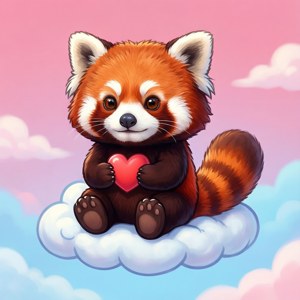 Et sødt chibi-inspireret tapet af en rød panda med bløde pastelfarver. — Tecno Phantom V Flip2 Wallpapers