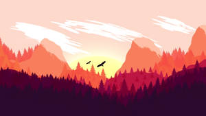 Baggrundsbillede med røde bjerge og fyrretræer — Rødt bjerg Wallpapers