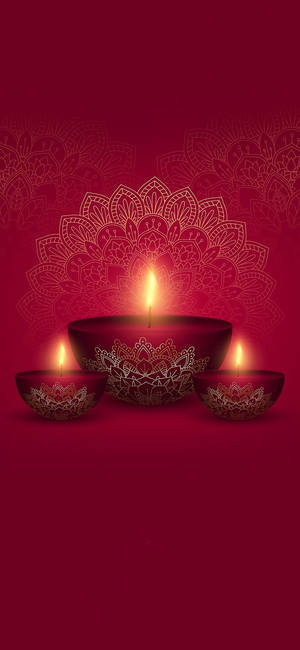 Diwali røde stearinlamper tapet — iPhone 16 Wallpapers