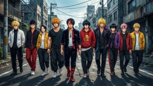 Tokyo Revengers-banden marcherer sammen. — Tokyo Revengers Wallpapers