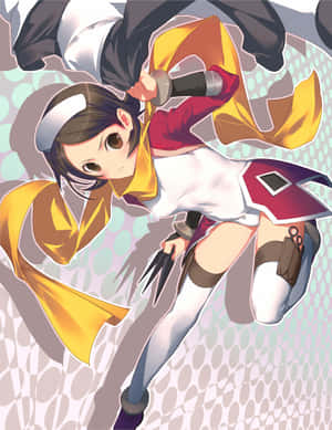 Sayoko Shinozaki poserer elegant foran et bagtæppe af kirsebærblomster — Kindle Wallpapers