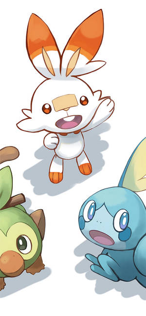 Scorbunny og de andre Galar-startere — Pokemon telefon Wallpapers