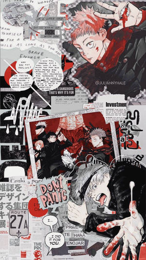 Scrapbook Collage Jujutsu Kaisen Telefon Hovedpersoner — Æstetisk collage Wallpapers