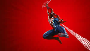 Sej Ps4-spilkarakter Spider-Man i berømt springpositur — Edderkoppenmand Wallpapers