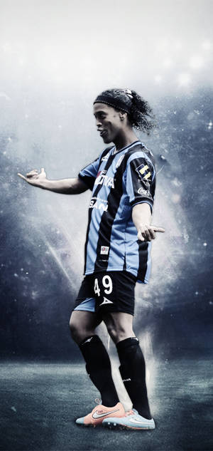 Selvsikker Spiller Ronaldinho baggrund — iPhone 17 Pro Wallpapers
