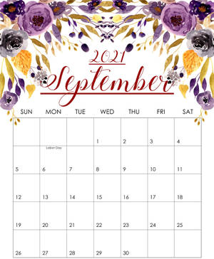 September 2021 lilla blomster kalender tapet — Motorola Razr Ultra 2025 Wallpapers