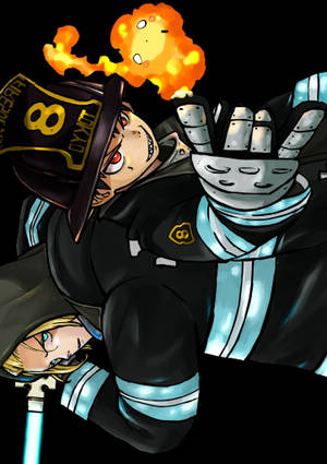 Fire Force Shinra og Arthur med ildkugle wallpaper — OnePlus Pad 3 Pro Wallpapers