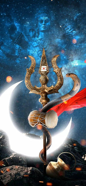 Shiva iPhone Trishula Med Måne — Galaxy S25 FE Wallpapers