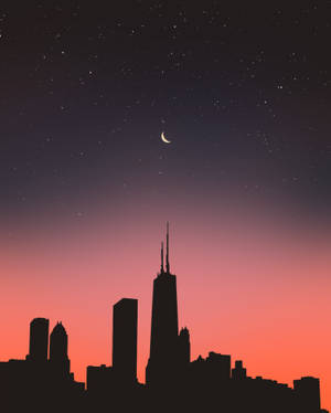 Silhouette Cityscape And Starry Night tapet — 4:5 Wallpapers