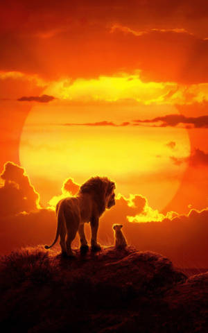 Løvernes Konge live Mufasa og Simba solnedgang tapet — RedMagic Astra 2 Wallpapers