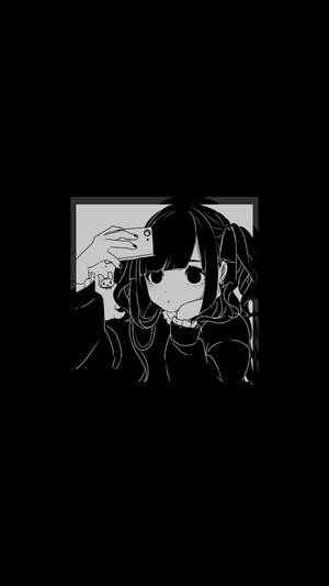 Simpel trist animepige sort/hvid