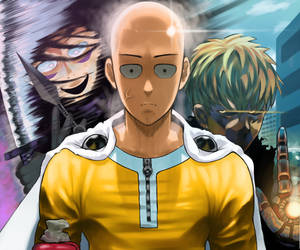 Sjov anime Saitama med Genos wallpaper — Sjov anime Wallpapers