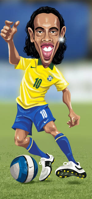 Sjov Ronaldinho karikatur baggrund — iPhone 17 Pro Max Wallpapers