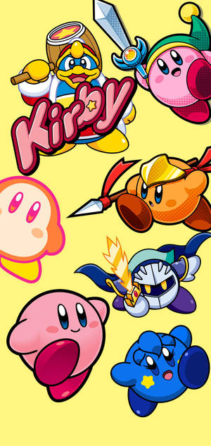 Sej HD-baggrund med Kirby og andre figurer — iPhone 13 Pro Max Wallpapers
