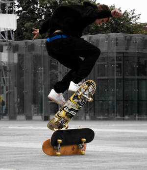 Ollie-trick på skateboard baggrund — Galaxy Z Fold Wallpapers
