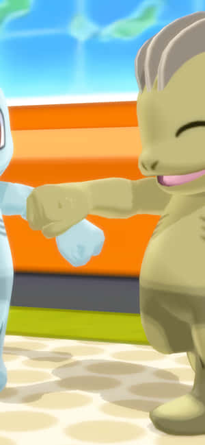 Skinnende Machop Pokemon med smilende øjne — Huawei nova Wallpapers