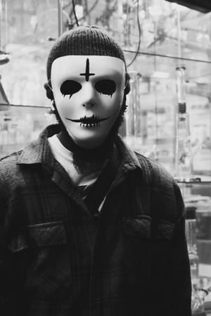 Skræmmende hvid Halloween-maske — Uhyggelig halloween Wallpapers