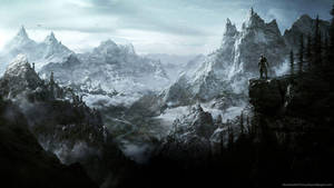 Skyrim sneklædte bjerge wallpaper