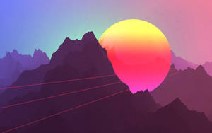 Smuk retro-bølge tema af solnedgang til Macbook