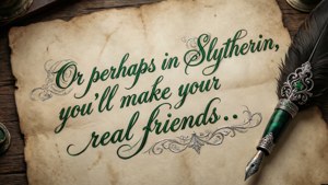 Et pergament med Slytherin-sorteringscitatet. — Slytherin æstetik Wallpapers