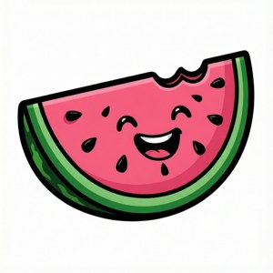Tegneserie-vandmelonstykke med glad ansigt, flad stil på hvid baggrund. — Tecno Phantom V Flip Wallpapers