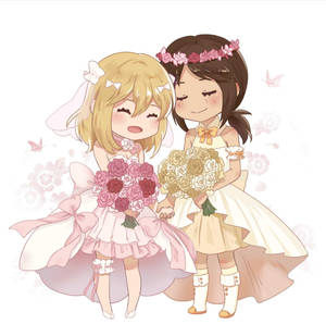 Anime lesbisk bryllupsbaggrund — Anime lesbisk Wallpapers