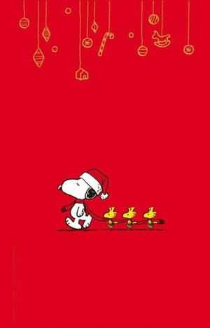 Snoopy Jule Rødt Tørklæde Baggrundsbillede