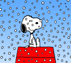 Snoopy Julehus i Sne Baggrundsbillede