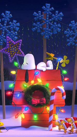 Snoopy julepynt i 3D baggrund