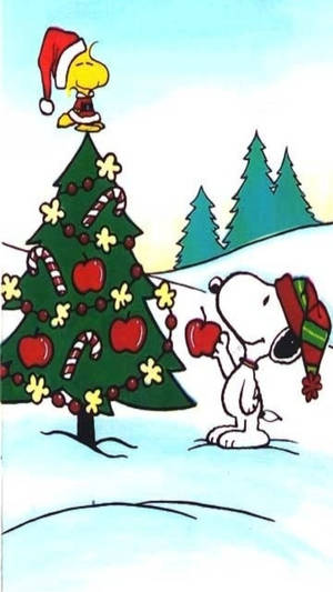 Snoopy juletræ med æbler baggrundsbillede