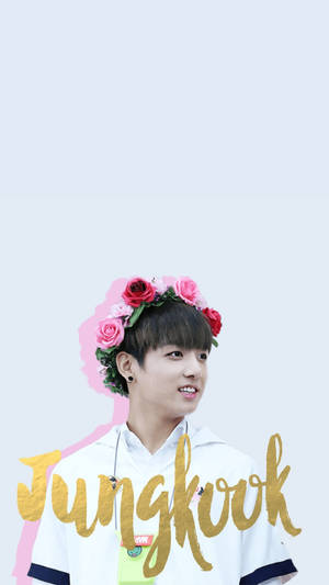 Sød BTS Jungkook i lyserød blomsterkrans