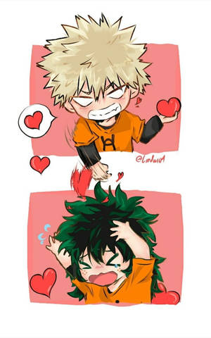 Sød Deku og Bakugou tegneserie — Galaxy Tab Active5 Wallpapers