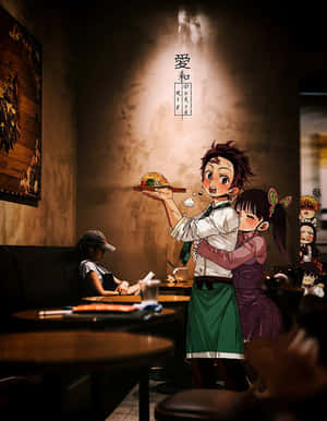 Sød Demon Slayer karakter Tanjiro Kamado og Kanao Tsuyuri — Demon slayer Wallpapers